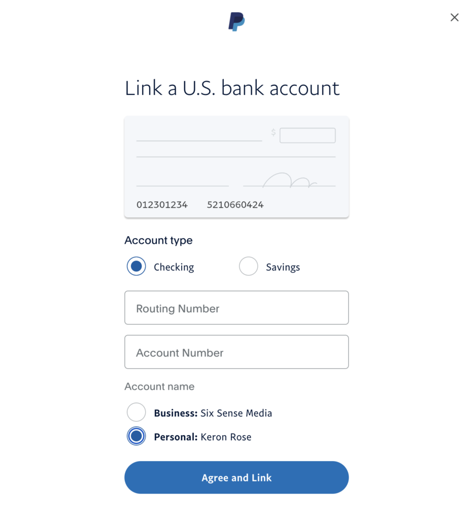 add bank account to paypal